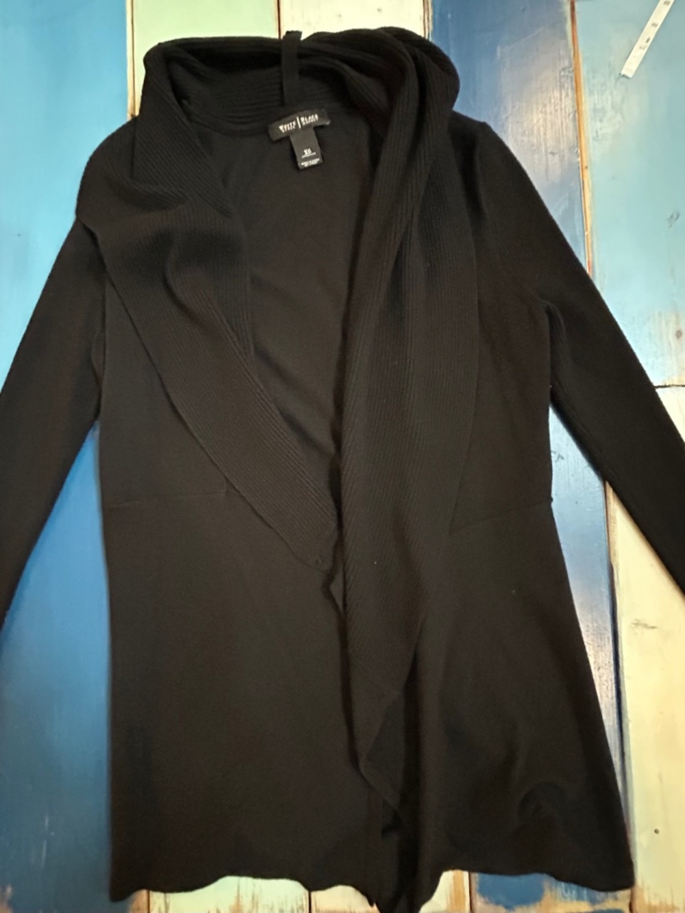 White House Black Market Black Draped Open Front Cardigan Sweater XS